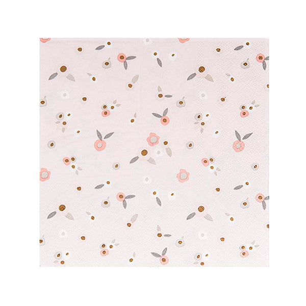 Servilleta flores pastel empolvado / 20 uds.