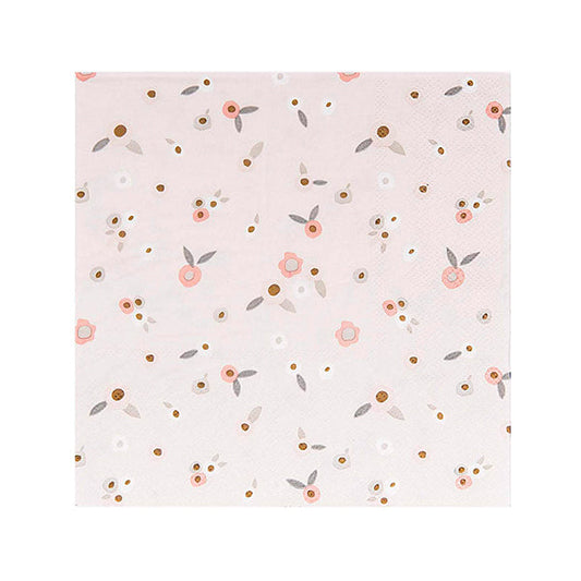 Servilleta flores pastel empolvado / 20 uds.