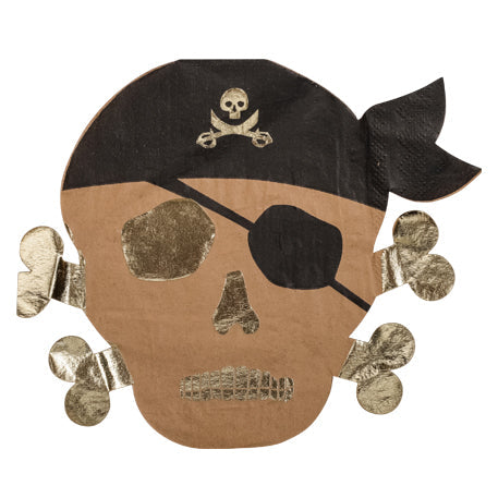 Servilleta calavera pirata kraft / 16 uds.