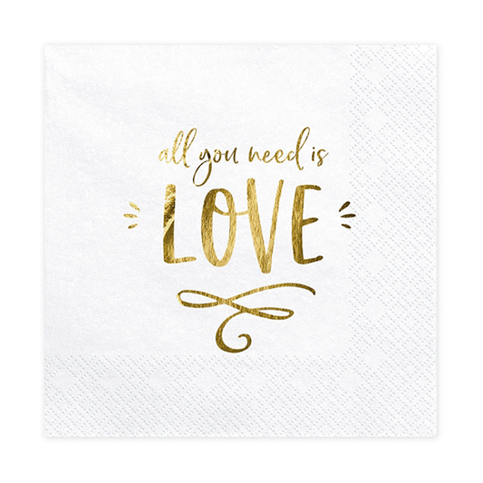 Servilletas all you need is love dorado lunch / 20 uds.