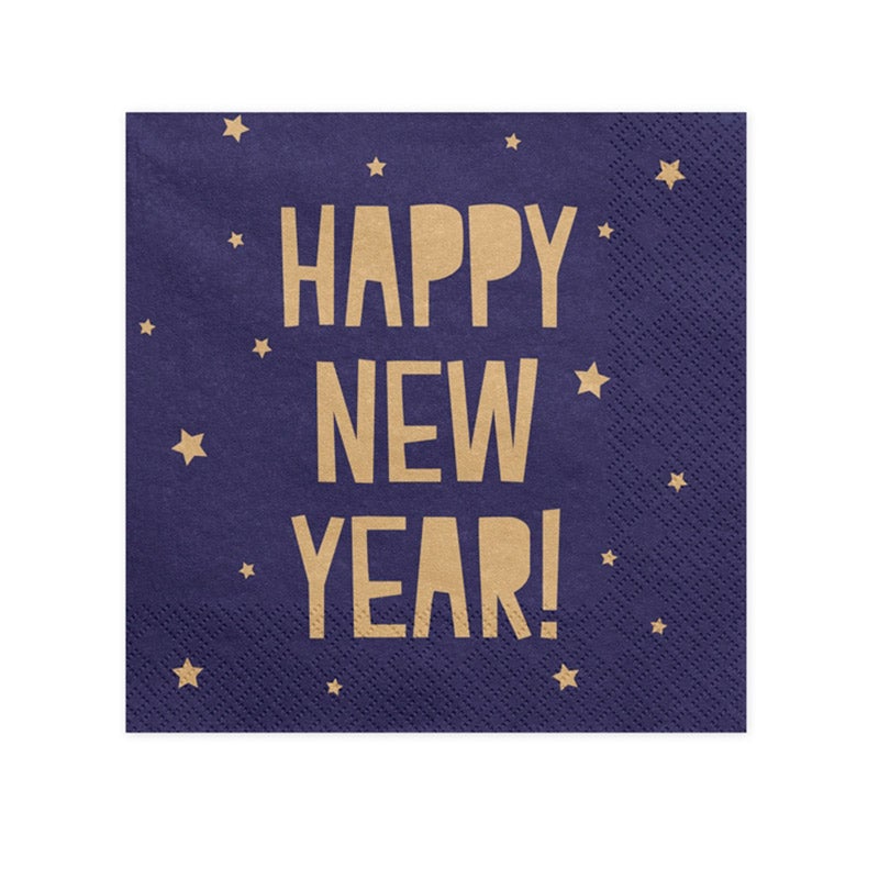 Servilletas azul marino Happy New Year LUNCH / 20 uds.