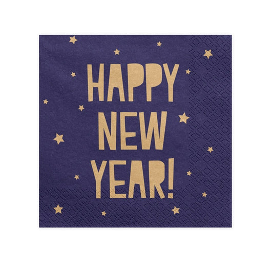 Servilletas azul marino Happy New Year LUNCH / 20 uds.