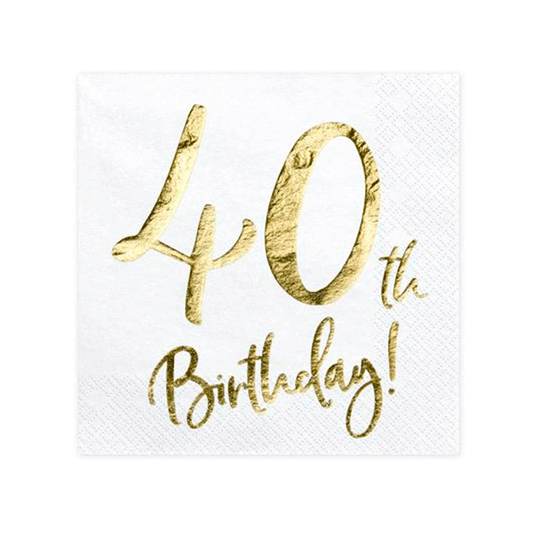 Servilletas blancas 40 cumpleaños / 20 uds.