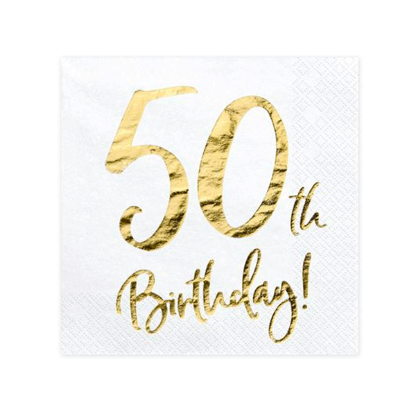 Servilletas blancas 50 cumpleaños / 20 uds.