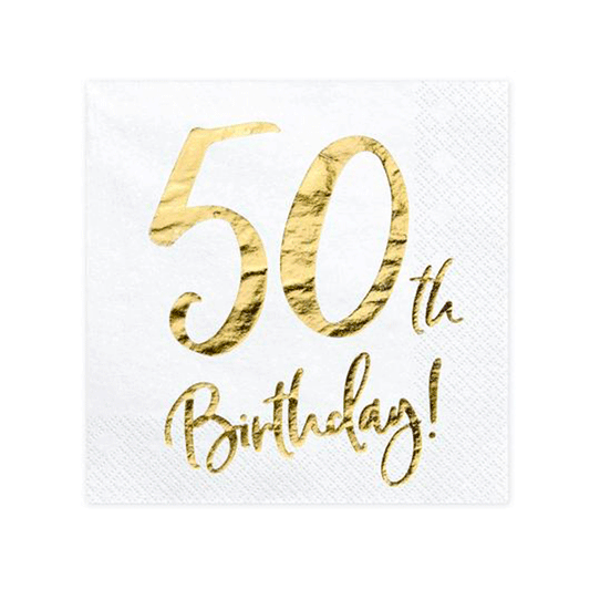 Servilletas blancas 50 cumpleaños / 20 uds.