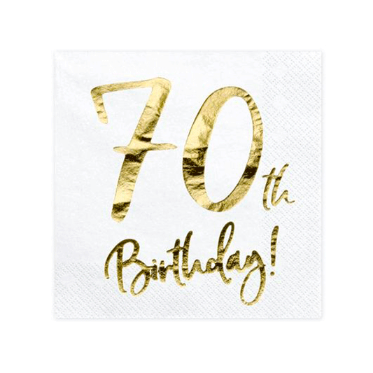 Servilletas blancas 70 cumpleaños / 20 uds.