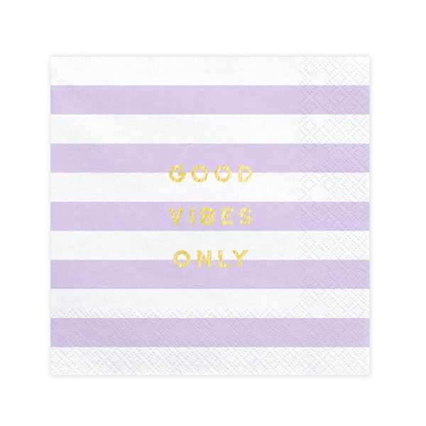 Servilleta rayas lila con mensaje lunch / 20 uds.