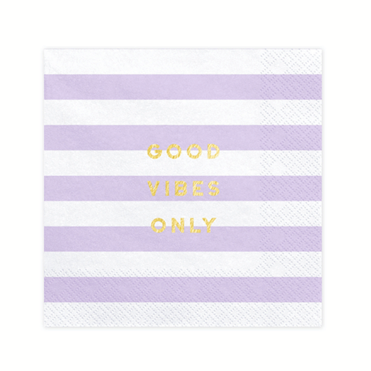 Servilleta rayas lila con mensaje lunch / 20 uds.