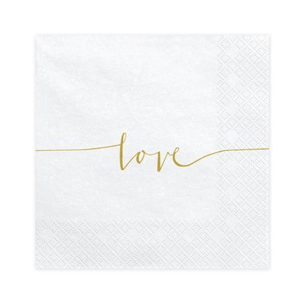 Servilletas lunch love dorado / 20 uds.