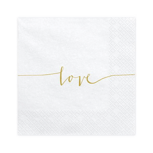 Servilletas lunch love dorado / 20 uds.