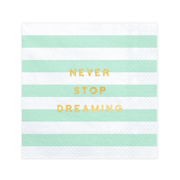 Servilleta rayas mint con mensaje lunch / 20 uds.