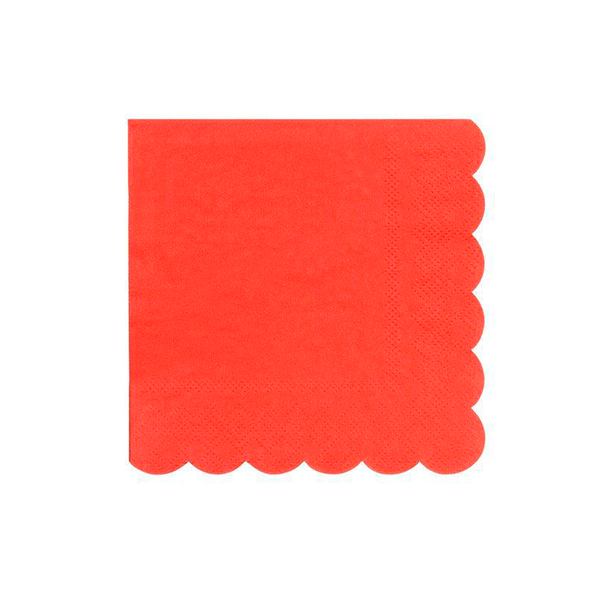 Servilleta rojo borde ondulado / 20 uds.