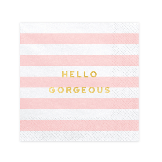 Servilleta rayas rosa con mensaje lunch / 20 uds.