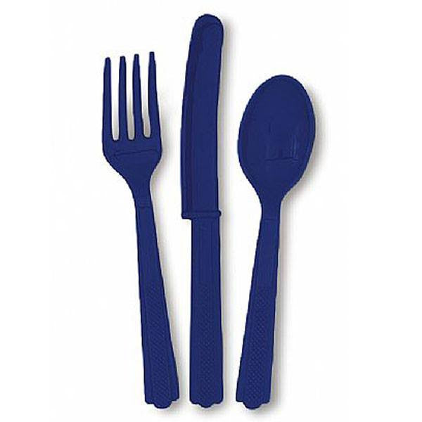 Set cubiertos azul marino / 18 uds.