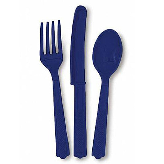 Set cubiertos azul marino / 18 uds.