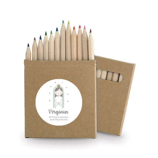 Cajita de lápices personalizada Virgencita / 6 uds.