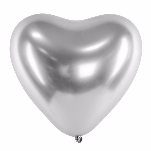 Globos corazón chrome plata / 2 uds.
