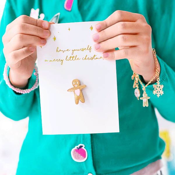 Tarjeta de Navidad pin hombre de jengibre