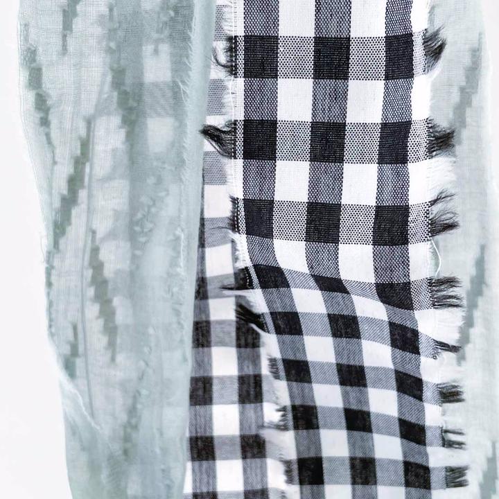 Globo L Látex Bio blanco hinchado con tela vichy y mint y Lettering <br> (solo Barcelona)</br>