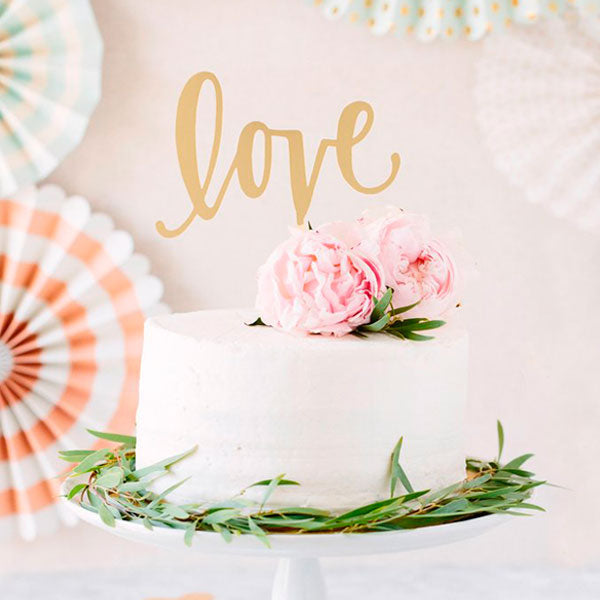 Topper pastel dorado espejo Love