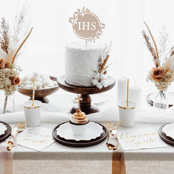 Topper paste Primera Comunión IHS Madera