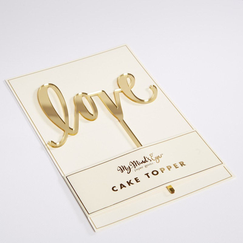 Topper pastel dorado espejo Love