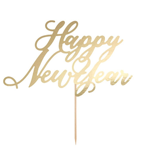 Topper pastel Happy New Year dorado