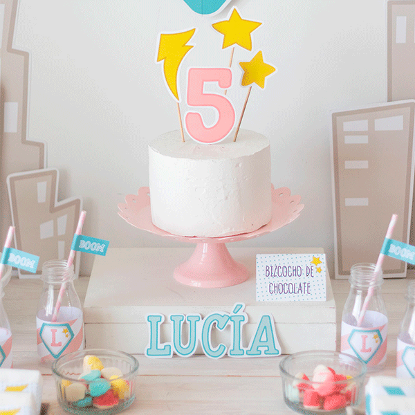 Pack imprimible super héroe pastel