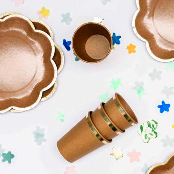 Plato grande kraft borde dorado / 12 uds.