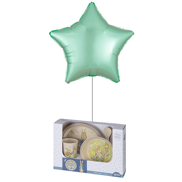 WOW BOX set vajilla Peter Rabbit, globo estrella, mensaje personalizado.