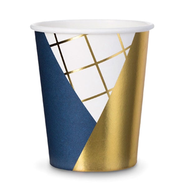 Vaso mix azul blanco y dorado / 6 uds.