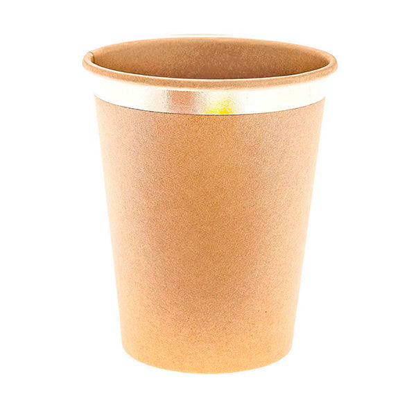 Vasos basico kraft detalle dorado / 12 uds.