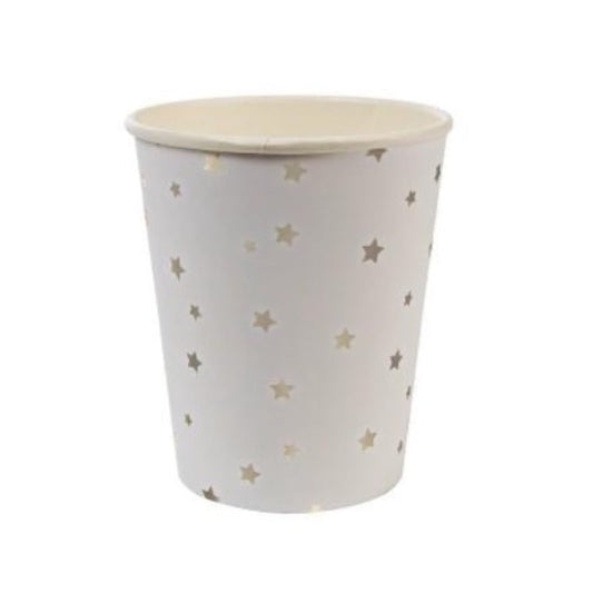 Vasos estrellas plata / 8 uds.