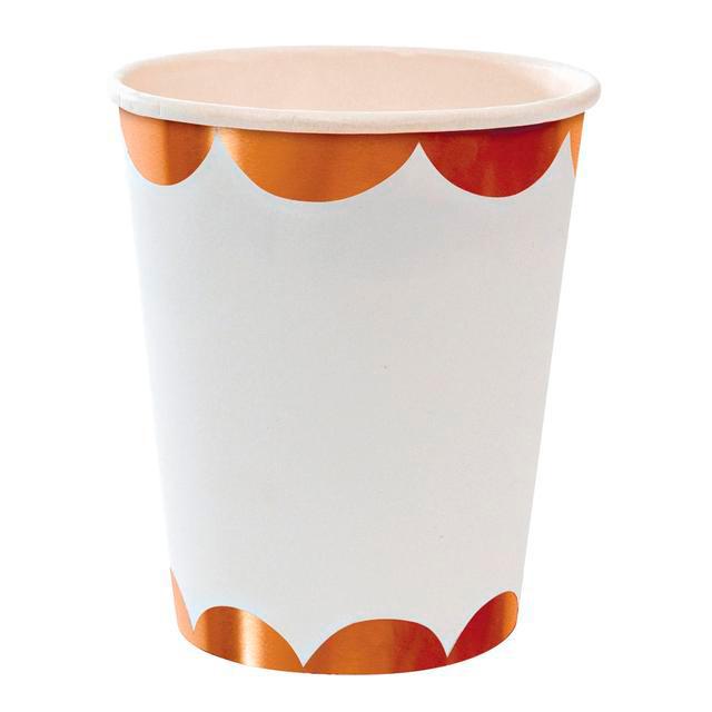 Vasos Toot Sweet blanco y dorado rosa / 8 uds.