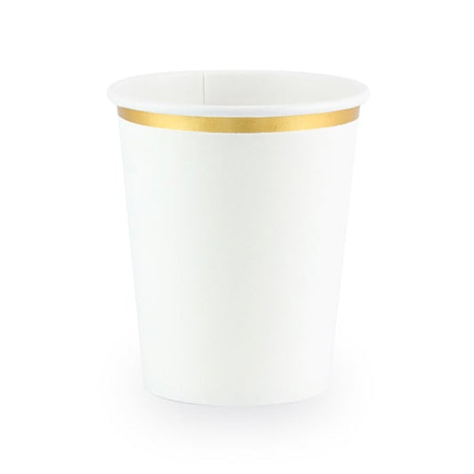 Vasos blanco vivo dorado / 6 uds.