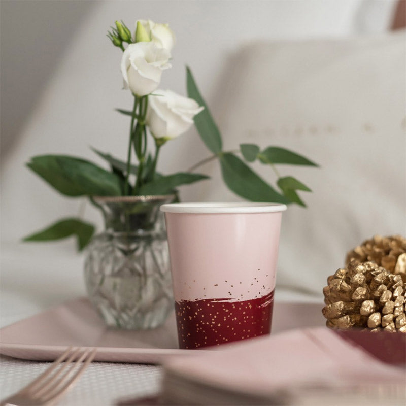 Vaso geométrico burdeos / 8 uds.