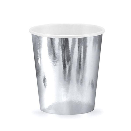Vasos plata brillo / 6 uds.