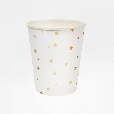 Vasos estrellas doradas / 8 uds.