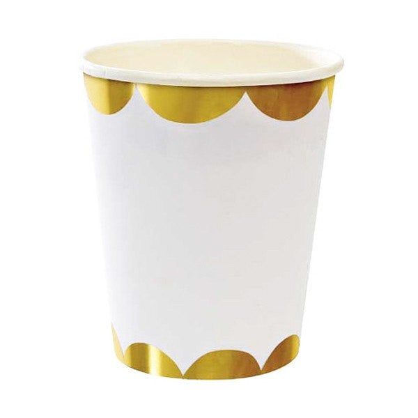 Vasos Toot Sweet blanco y dorado / 8 uds. - La Fiesta de Olivia - 1