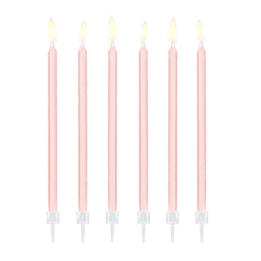 Velas largas rosa basic / 12 ud.