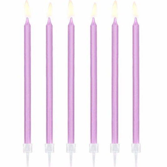 Velas largas lila basic / 12 ud.