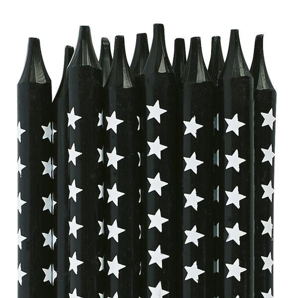 Velas negro estrellas / 12 ud. - La Fiesta de Olivia