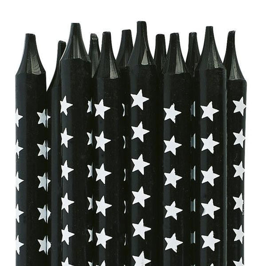 Velas negro estrellas / 12 ud. - La Fiesta de Olivia