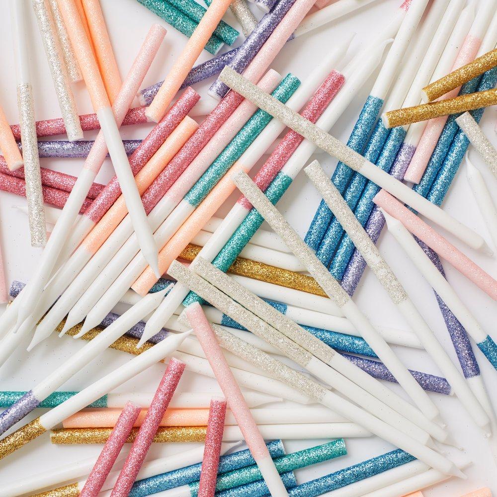 Velas mix multicolor glitter / 16 ud.