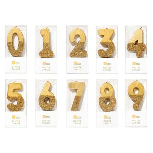 Velas número dorado glitter