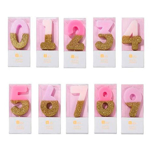Velas número rosa glitter