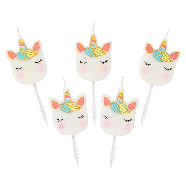 Velas unicornio pastel / 5 uds.