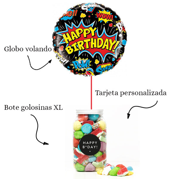 WOW BOX Súper Héroe, golosinas y mensaje personalizado.