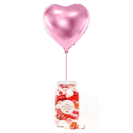 WOW BOX Globo corazón, mensaje personalizado y Bote golosinas LOVE