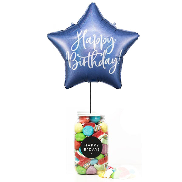 WOW BOX estrella azul, golosinas y mensaje personalizado.